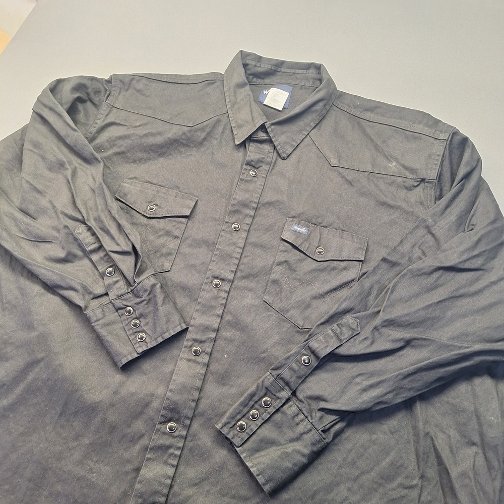Wrangler Mens 4X Big Black Cotton Western Pearl Snap Shirt MS70819 Long Sleeve